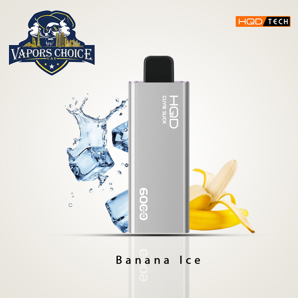 HQD CUVIE SLICK (50mg & 0mg) 6000 PUFFS - DISPOSABLE VAPE Banana Ice UAE Abu Dhabi